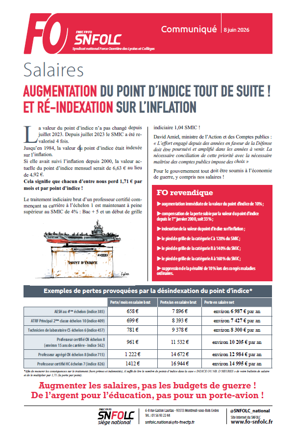 tract salaires