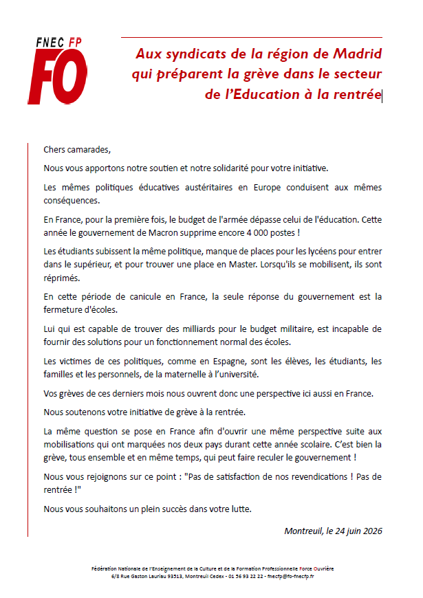 26 06 23 - A los sindicatos de la Comunidad de Madrid que se preparan para una huelga