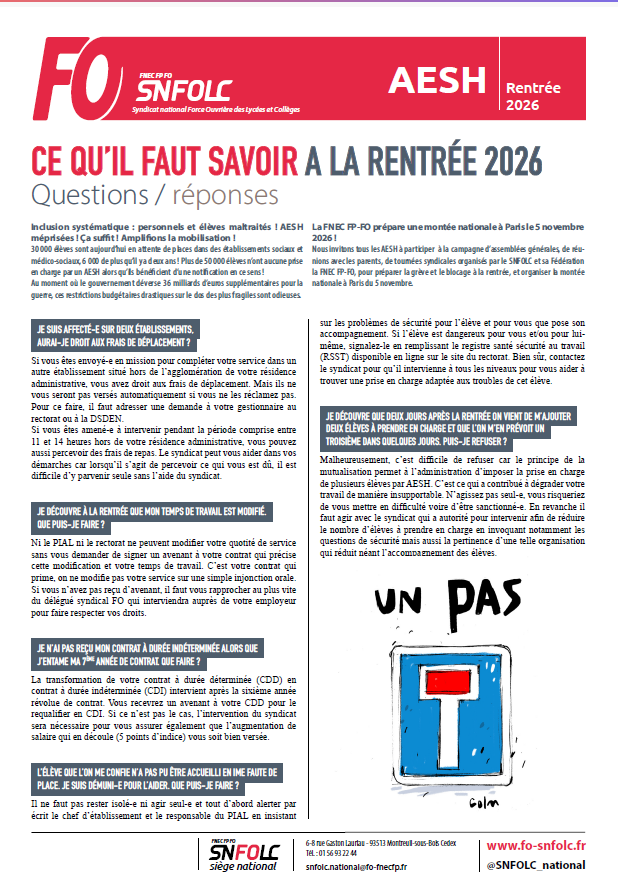 AESH rentrée 2026