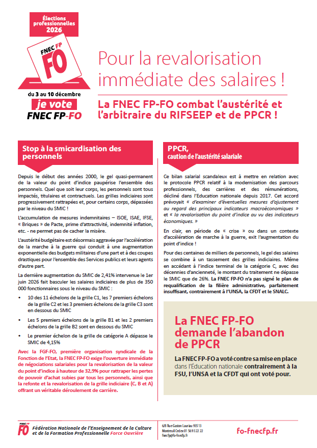 Salaires - elec 2026