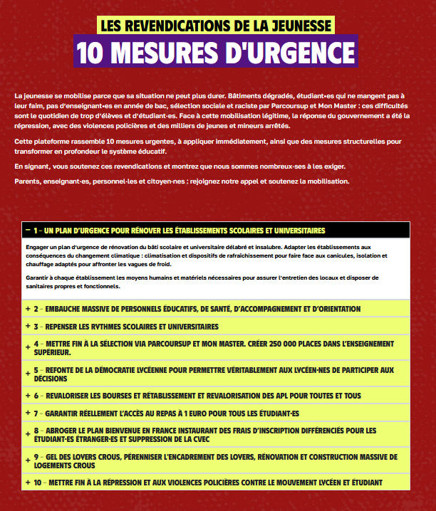 Pétition l'Union Etudiante 10 mesures pour la jeunessse